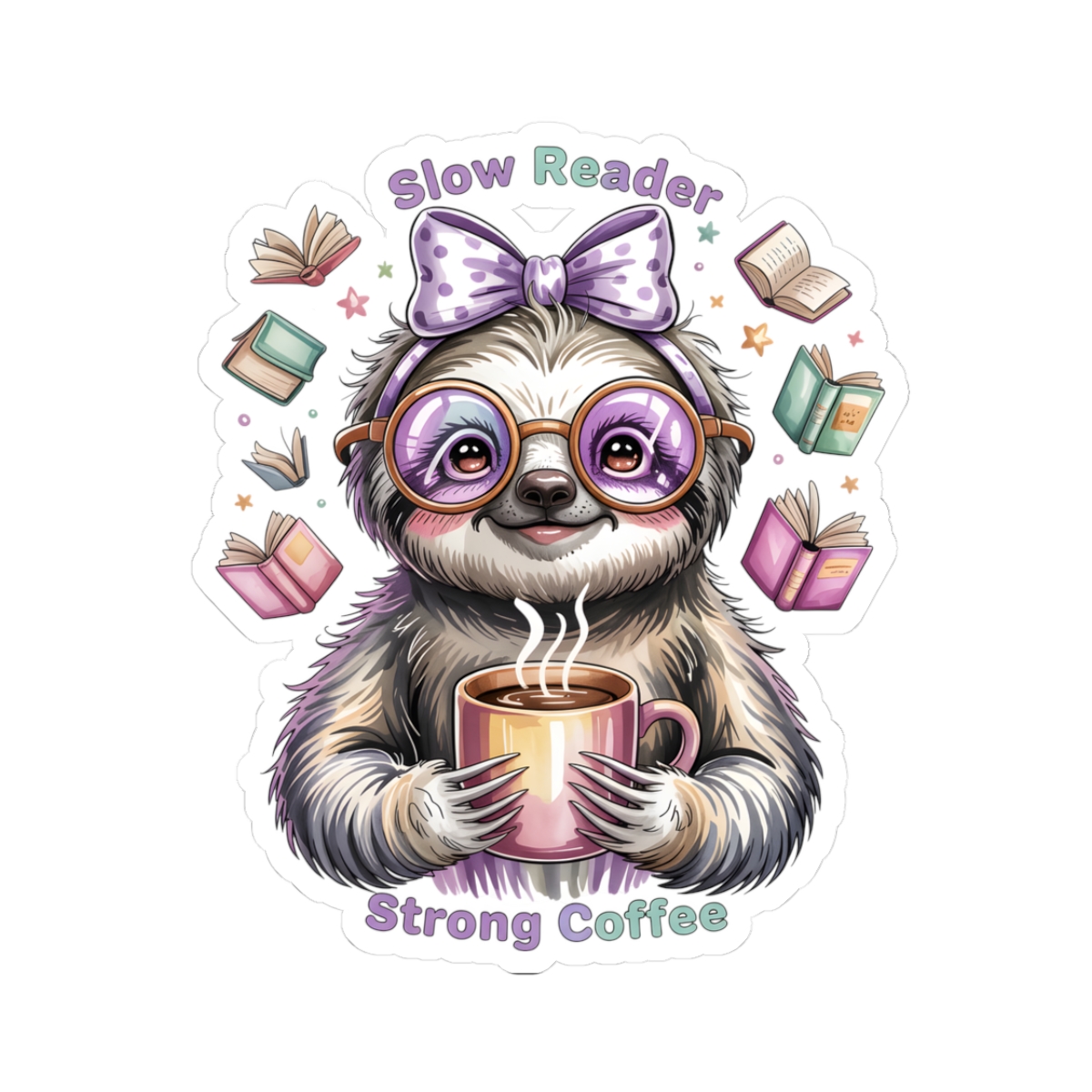 Slow Reader Strong Coffee Sticker