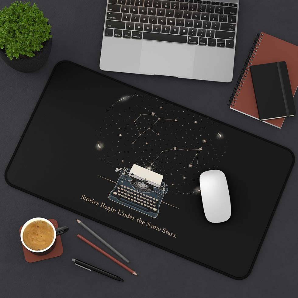 Thumbnail: Desk Mat — 'Stories Begin Under the Same Stars' Typewriter Desk Mat
