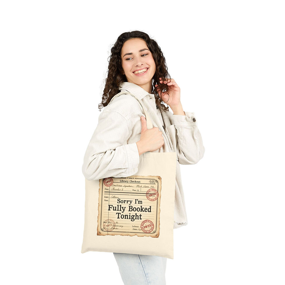 Thumbnail: Tote Bag — "Sorry I'm Fully Booked Tonight" Library Card Book Lover Tote