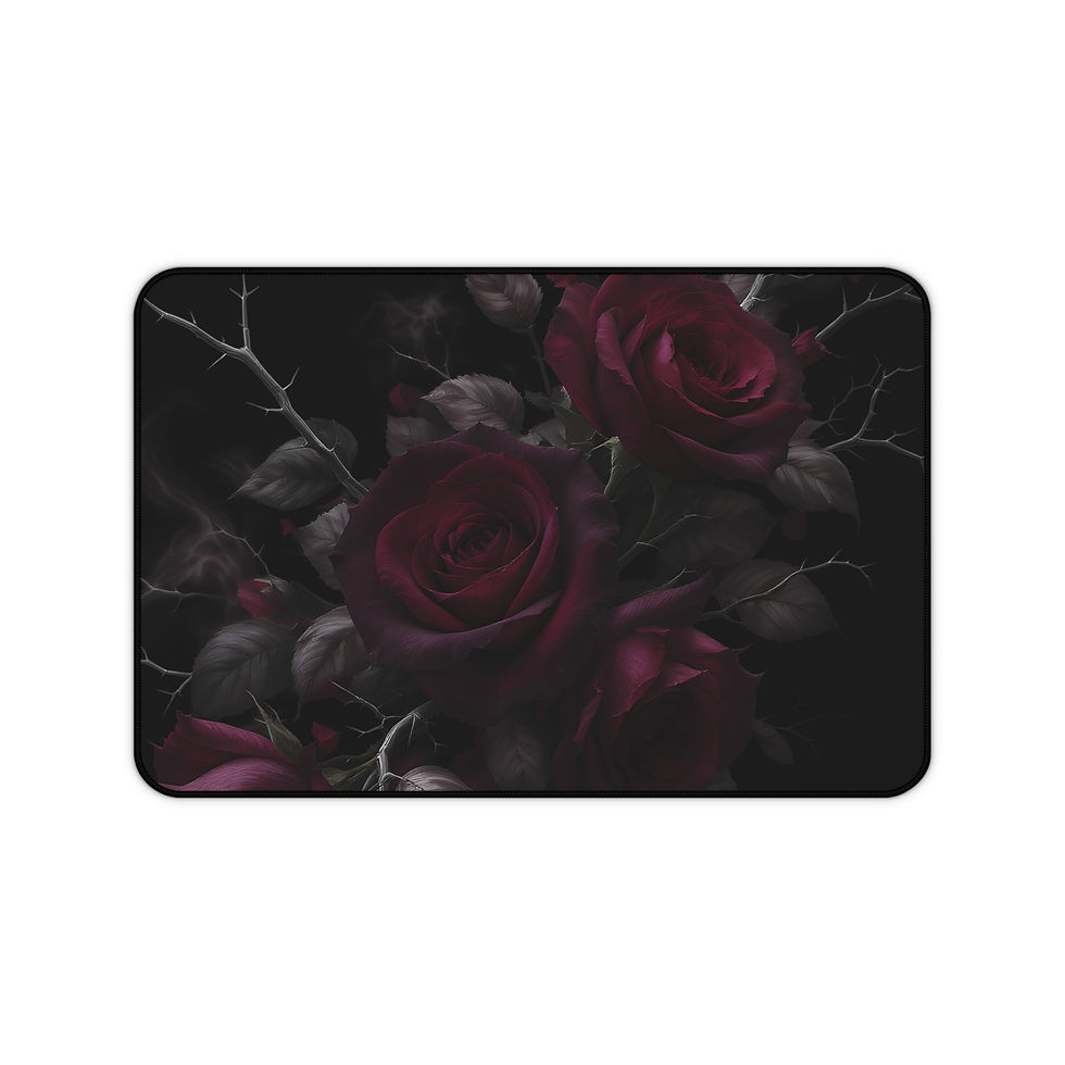 Thumbnail: Dark Red Roses Desk Mat — Gothic Floral Gaming/Office Mouse Pad