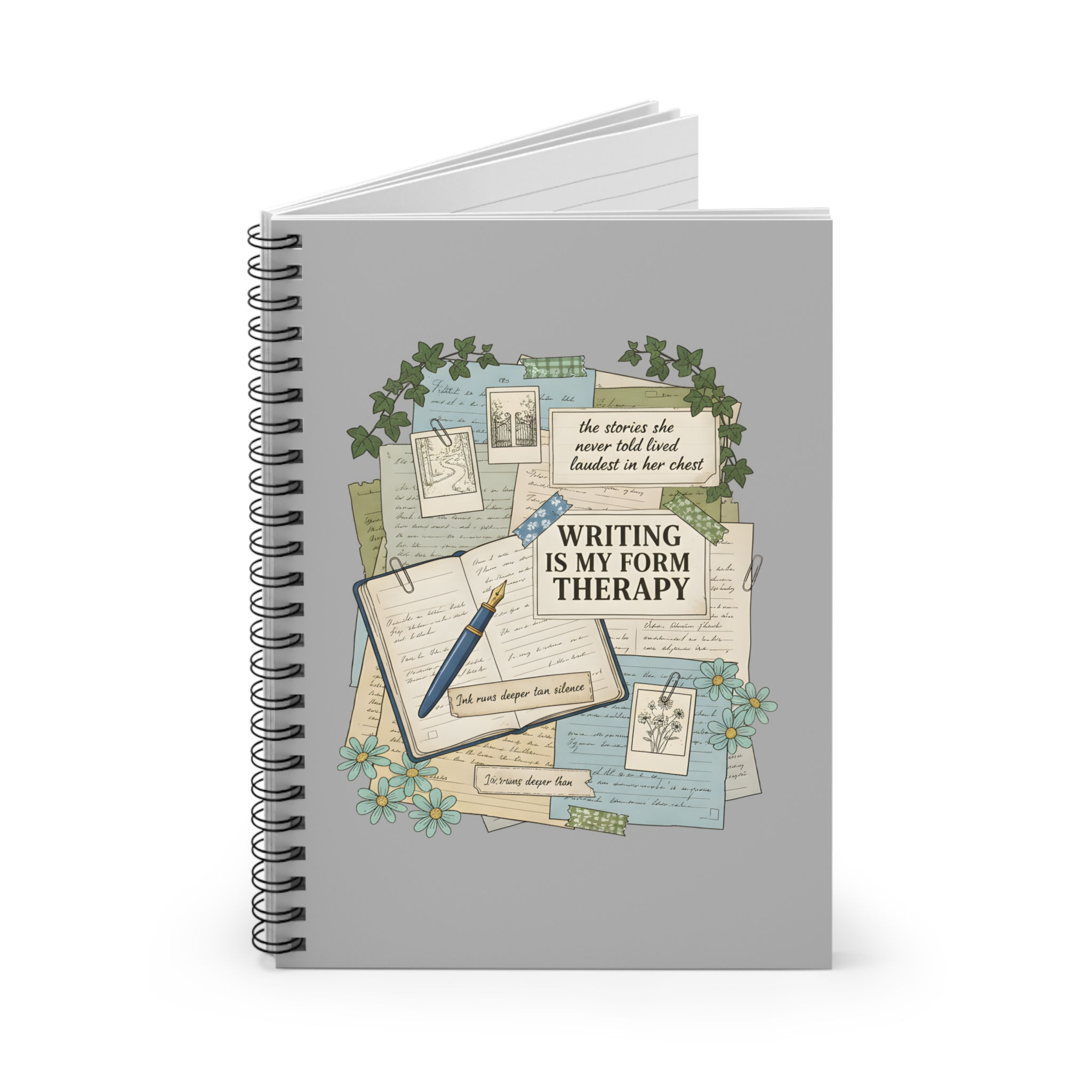 Writing Is My Form of Therapy Spiral Notebook; writers gift; bookish