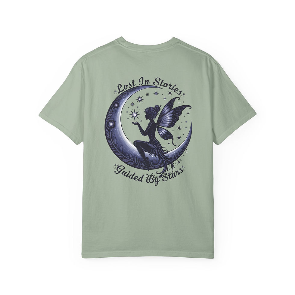 Thumbnail: Fairy Moon Book Lover T-Shirt | Celestial Reader Shirt 