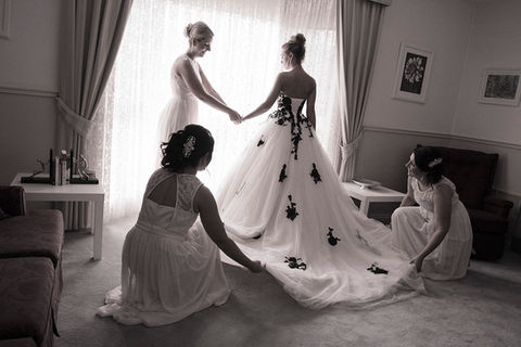 Bridal gown adjustments in Black & White