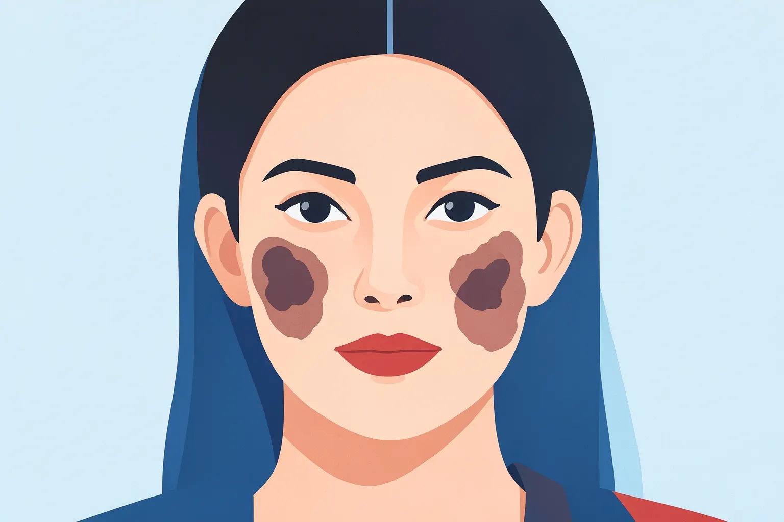 Mulher com manchas escuras no rosto, representando melasma