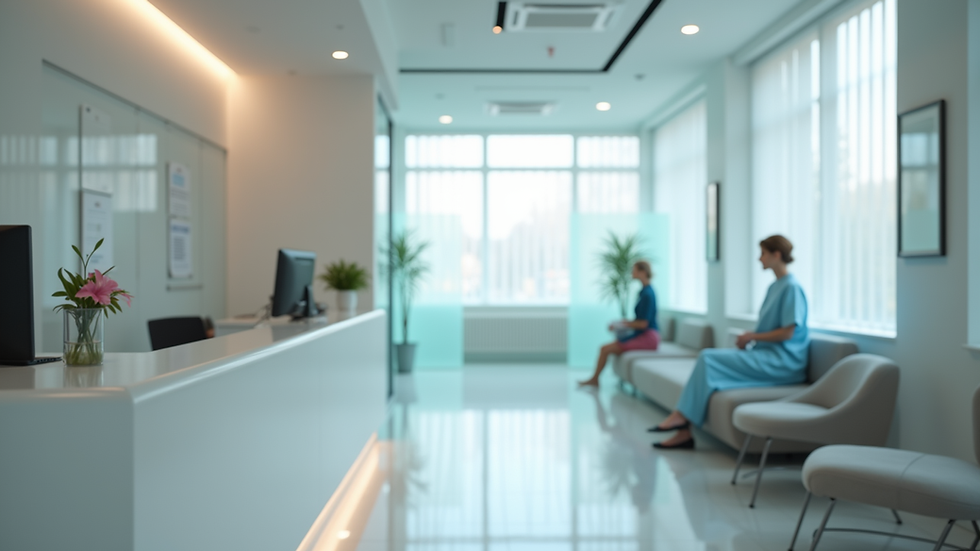 Close-up view of dermatology clinic reception area