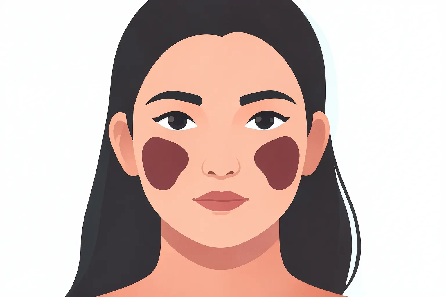 Rosto de mulher com manchas escuras de melasma, close-up.