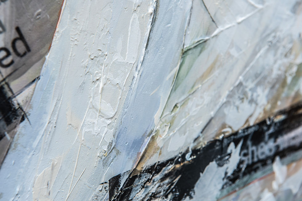 Thumbnail: Detail of the Abstract Painting with white structural paint: Sailboat and Wind in subdued pastel colours
