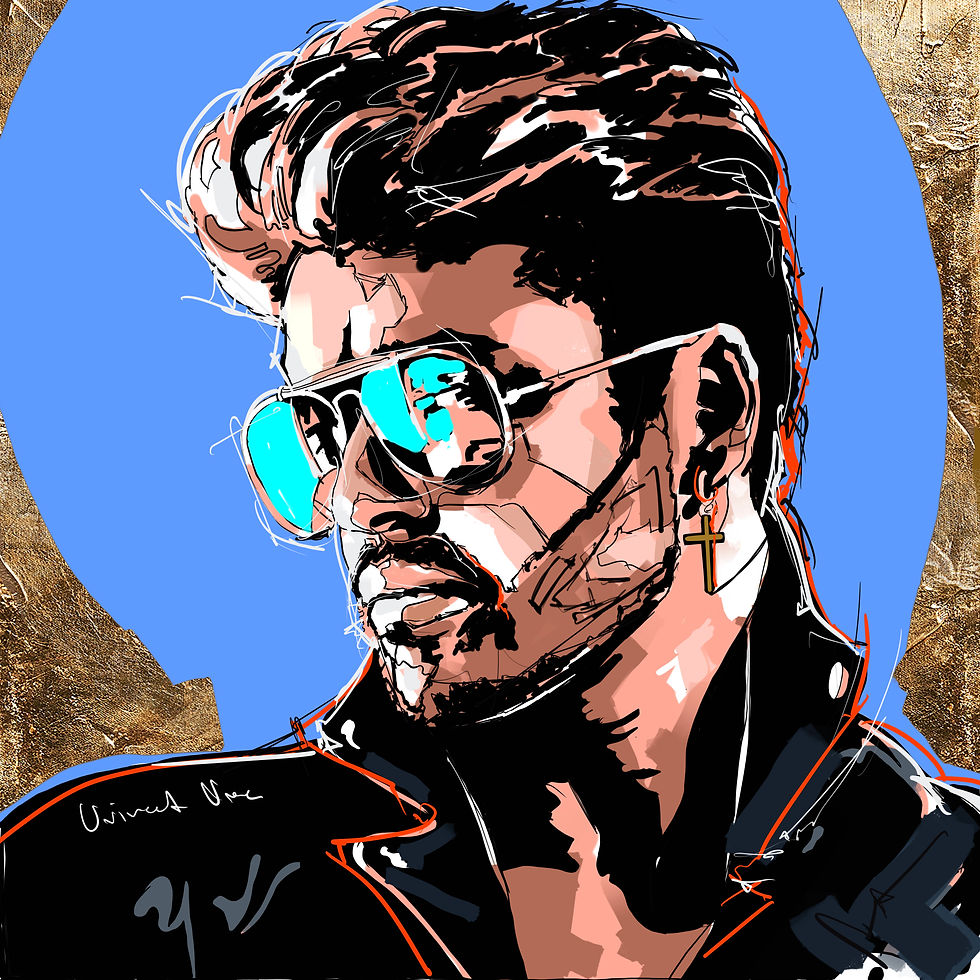 Thumbnail: George Michael Luxury Art Coaster with Mini Easel and Authenticity Certificate Set in Black Box