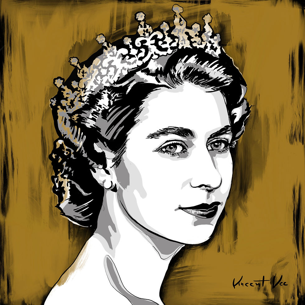 Queen Elizabeth II Street Art Style Greetings Card