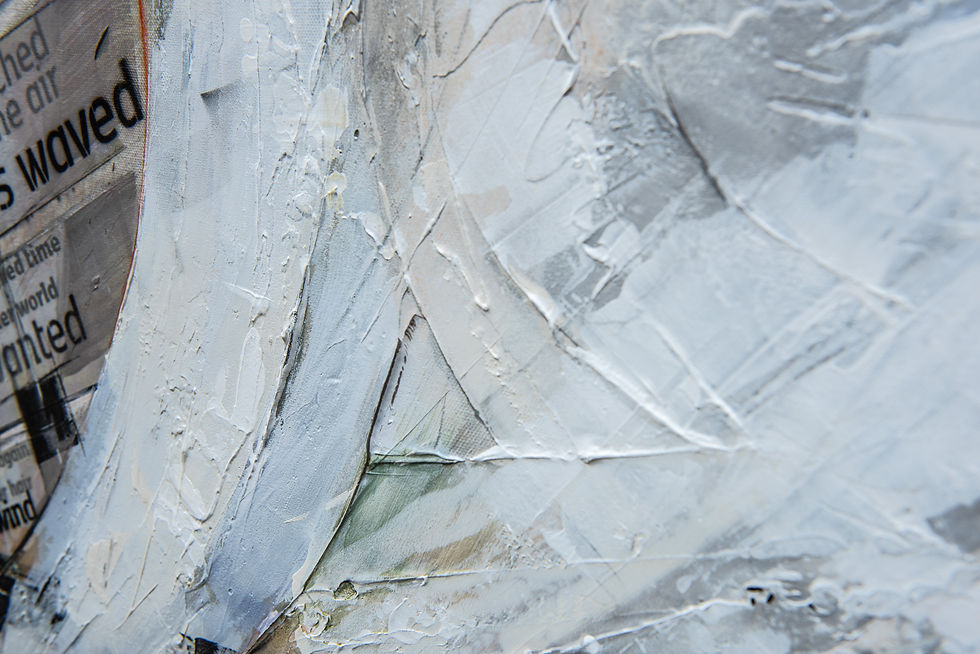 Thumbnail: Detail of the Abstract Painting with white structural paint: Sailboat and Wind in subdued pastel colours