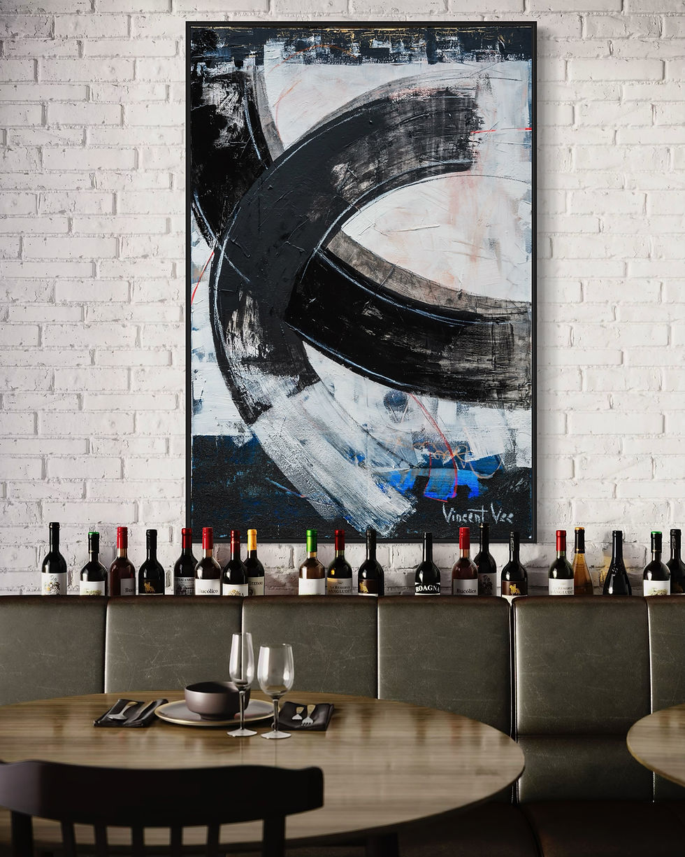 Thumbnail: black and white abstract. Black half circle on white background