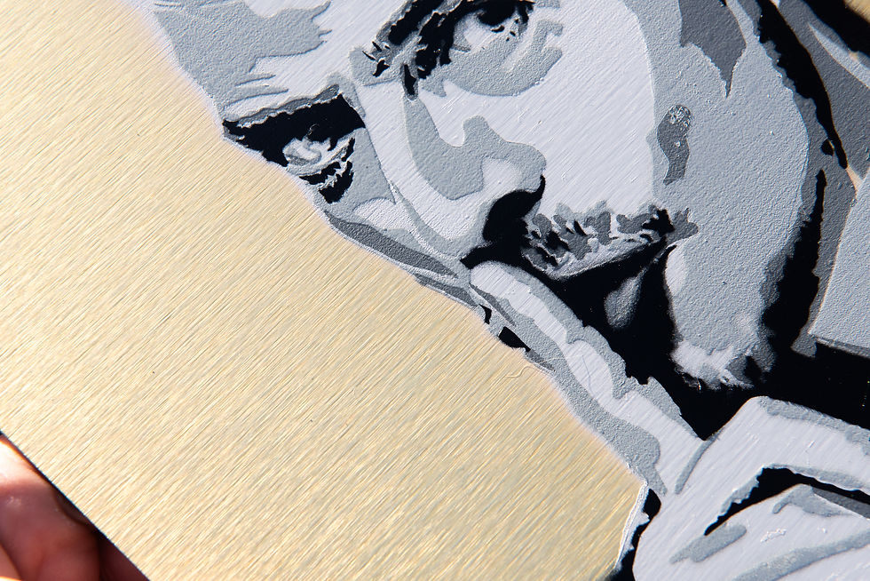 Thumbnail: Detail of Black and White Original Stencil Artwork of DAVID BOWIE