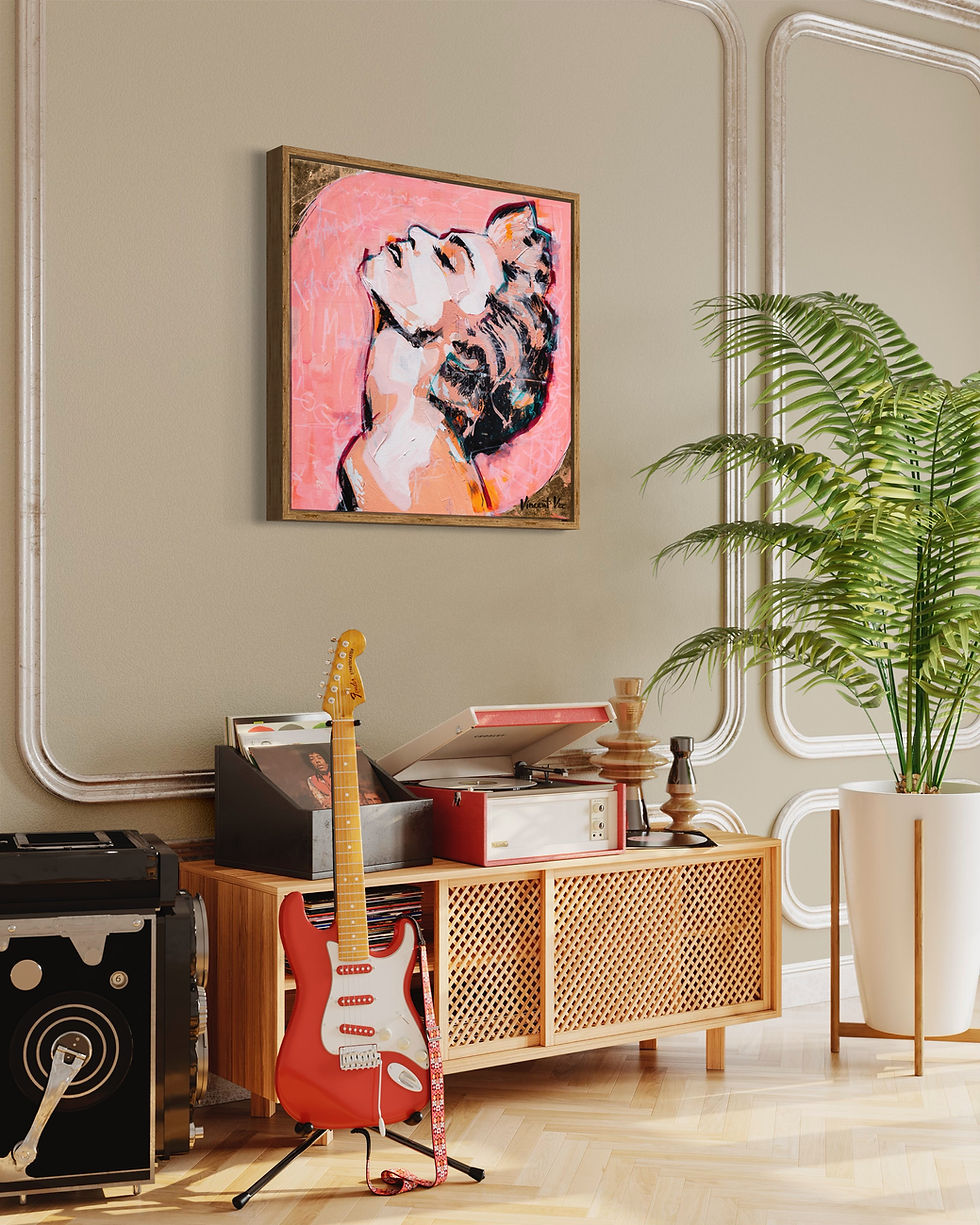 Thumbnail: Pop Music Queen Madonna Pink Portrait in street Art Style on the wall in the cosy living room