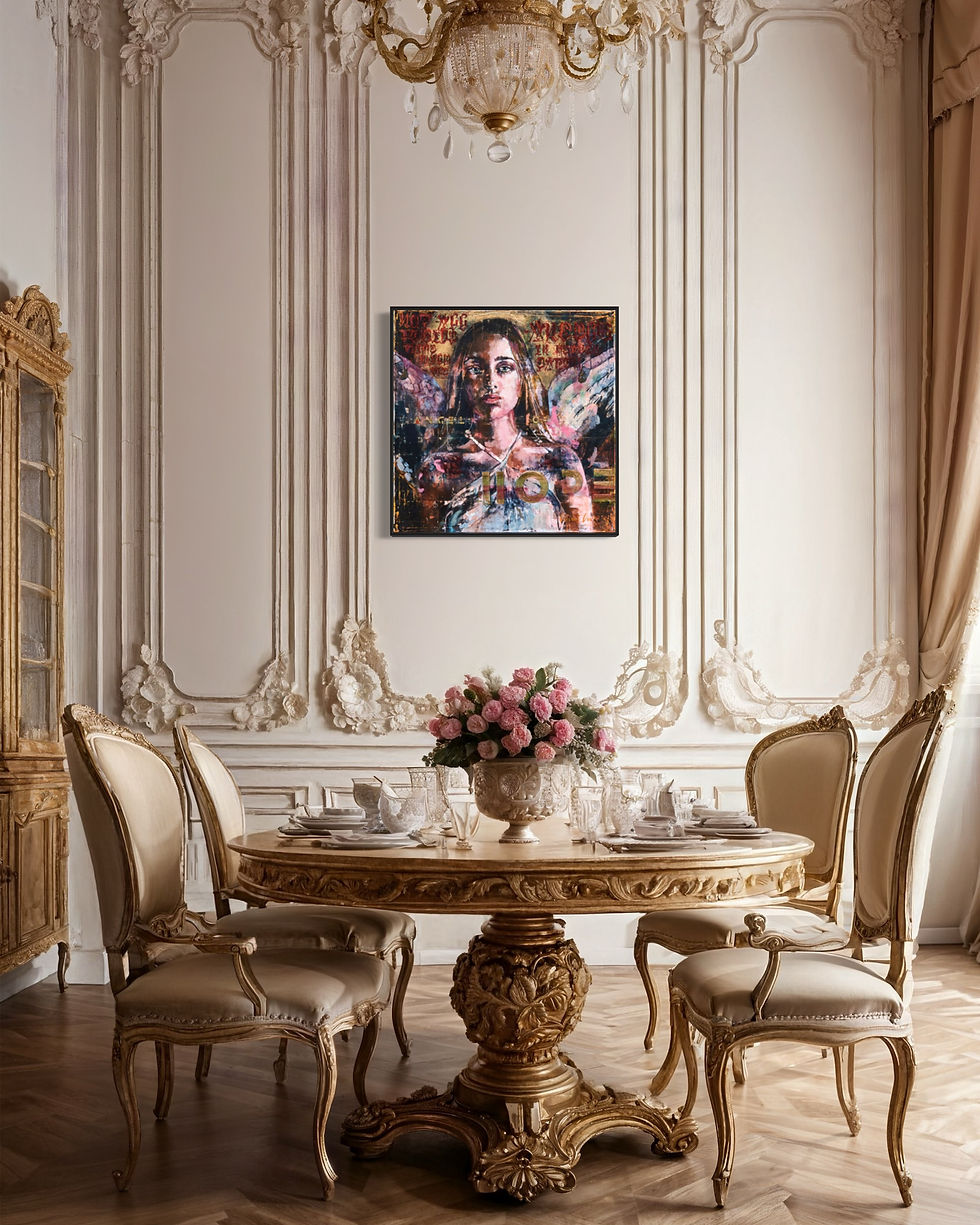 Thumbnail: Divine Reverie: Angel of Hope – Exquisite Large Canvas, Russian Icon Inspire interior