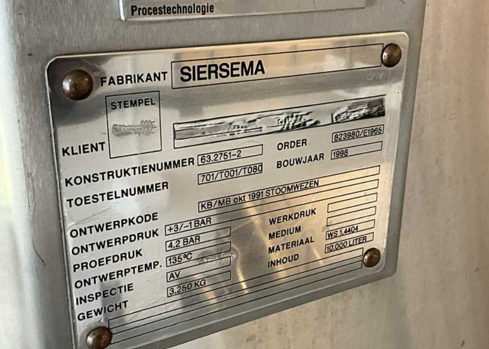 Thumbnail: Siersema - Stainless Steel Vacuum - 10.000L - HTV8