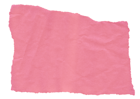 Rectangular piece of pink torn paper used as a decorative background layer behind the Polaroid image.