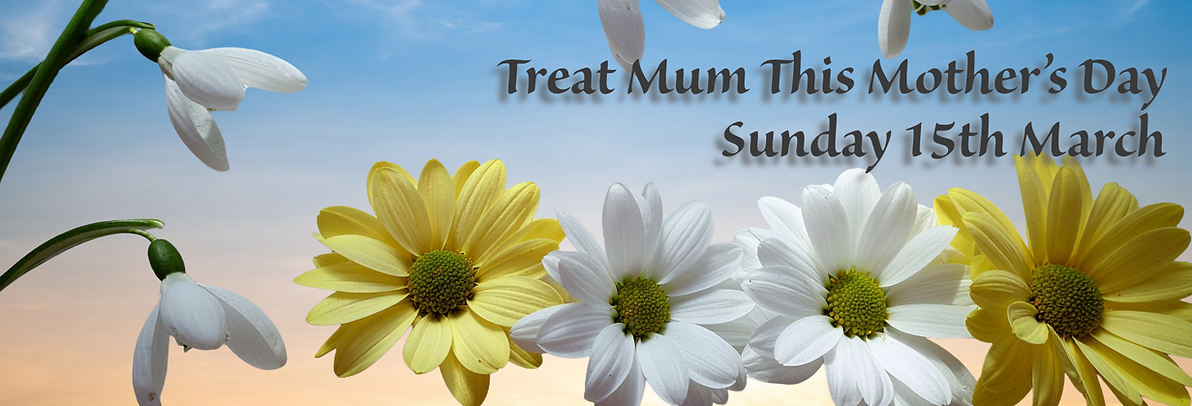 Mothers Day - Flowers and a golden sky background.