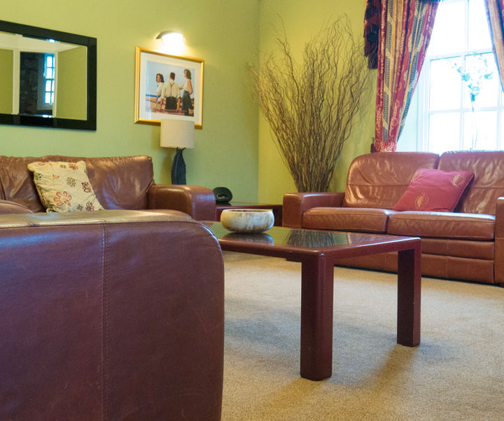 Comfortable lounge area in a 3 bedroom apartment within the castle building at Kilconquhar Castle Estate.
