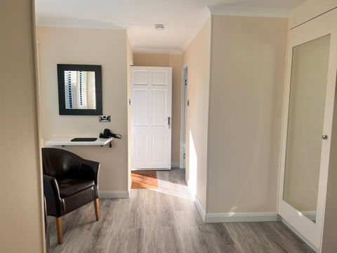 Hotel room entrance and interior layout at Kilconquhar Castle Estate