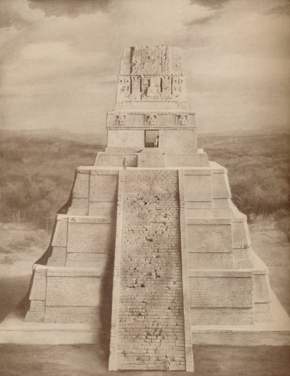 Reconstructed Model of a Magnificent Maya Temple Pyramid at Tikal, c1935.