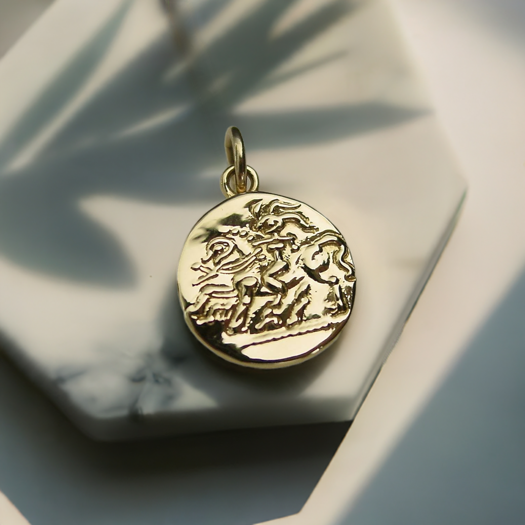 Epona necklace solid 14k gold on marble