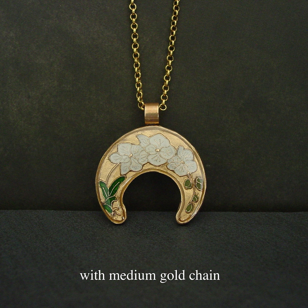 Thumbnail: White orchids necklace with thin gold chain