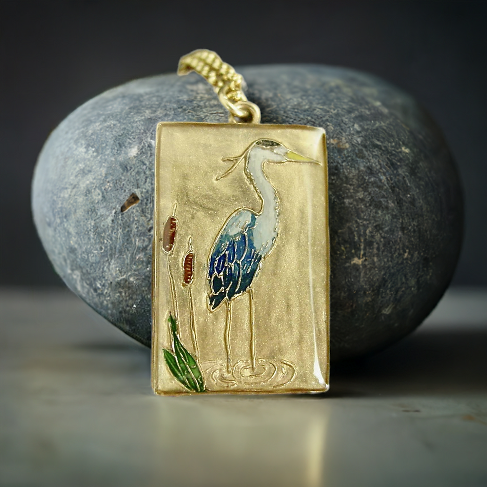 Heron necklace on stone