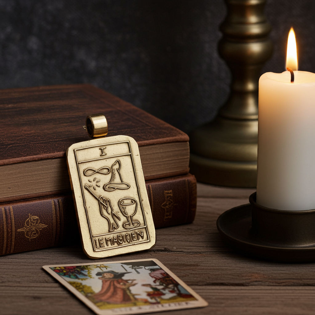Tarot card pendant the magician on card