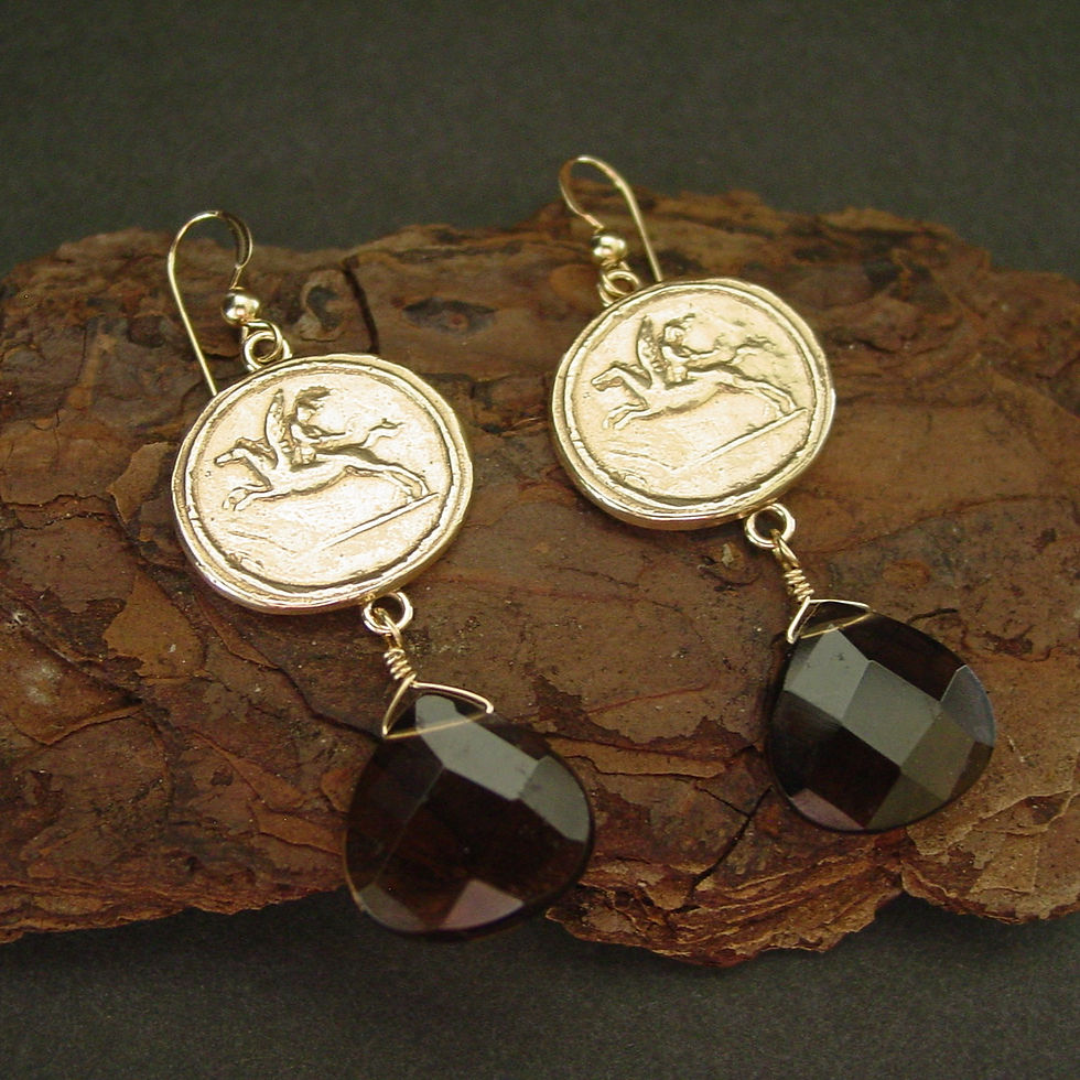 Thumbnail: Pegasus and eros cameo chandelier earrings bark