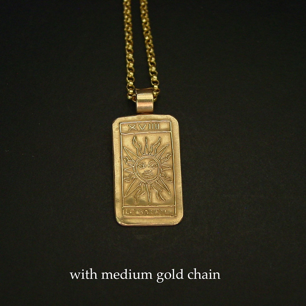 Thumbnail: Tarot card Sun necklace medium gold chain