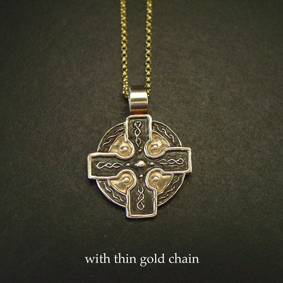 Thumbnail: Celtic cross pendant thin gold chain