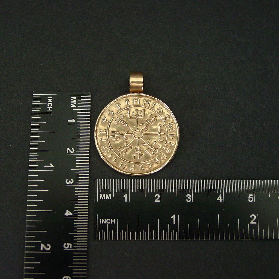 Thumbnail: Vegvísir Wayfinder Viking compass pendant measurements