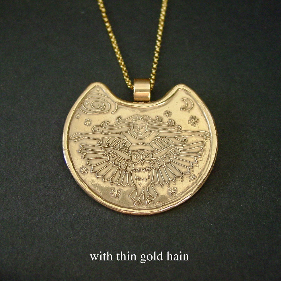 Thumbnail: Gold moon shaped large pendant with thin gold chain