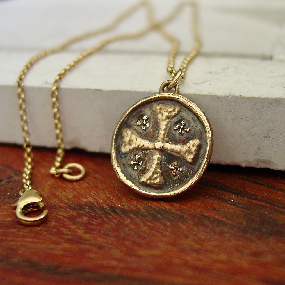 Jerusalem Cross Necklace on edge with lasp