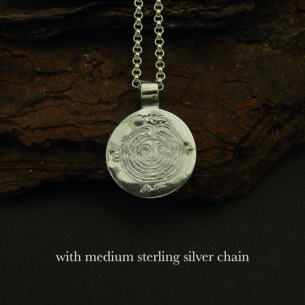 Thumbnail: Knossos Greek Labyrinth necklace silver med chain