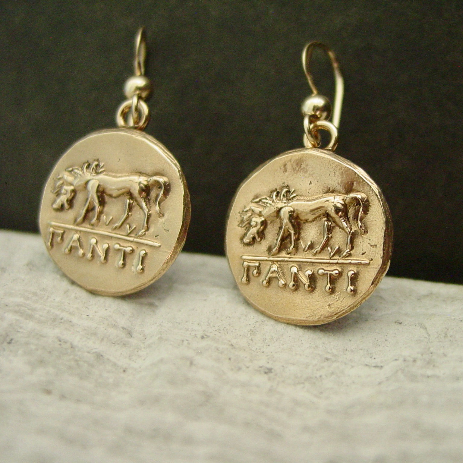 Sicilian Grazing Horse coin earrings