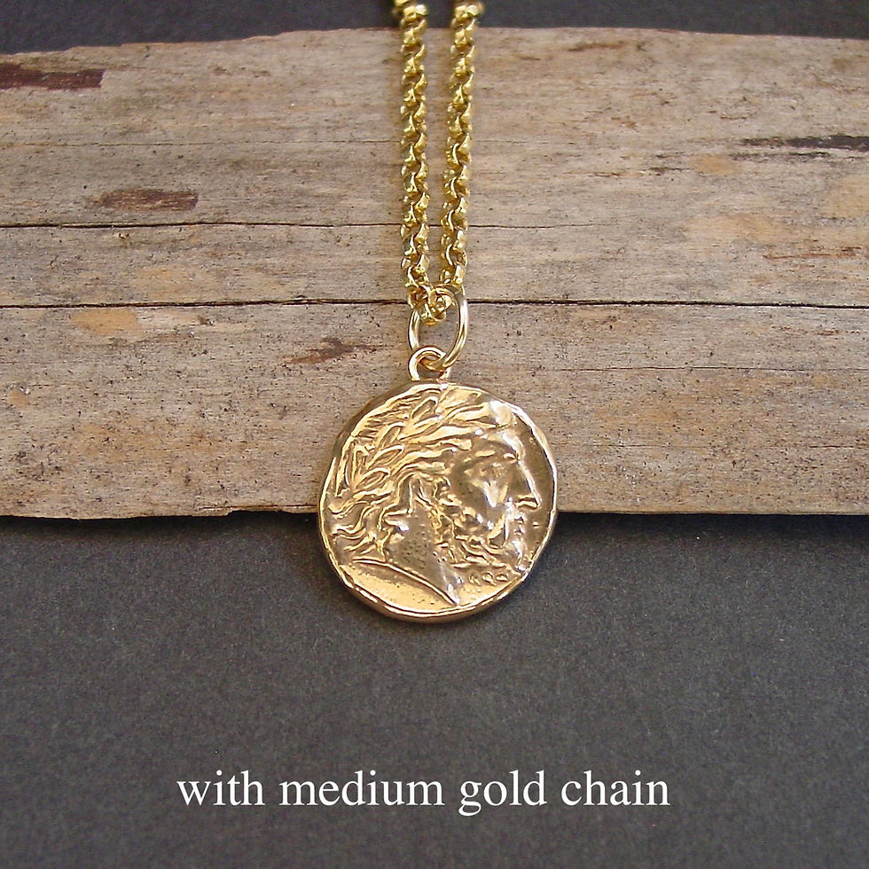 Thumbnail: Zeus coin necklace thin gold chain