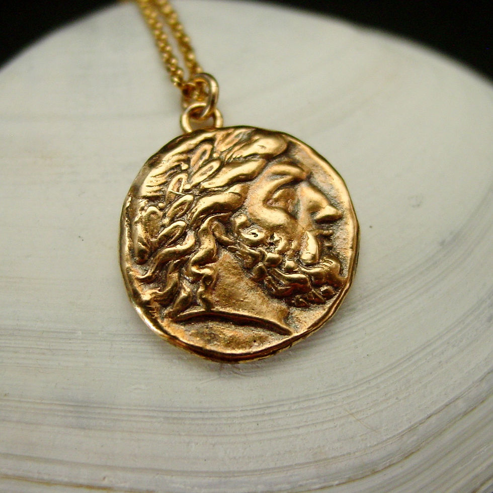 Thumbnail: Zeus coin necklace close up