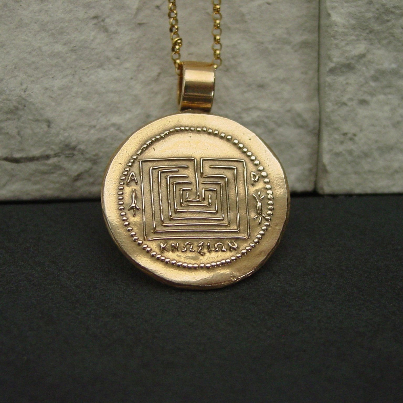 Knossos Labyrinth coin necklace