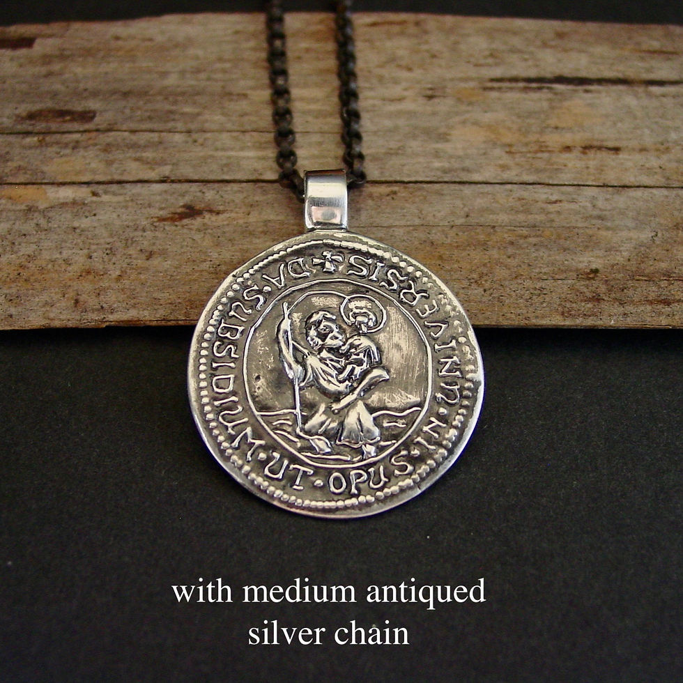 Thumbnail: Silver St Christopher pendant with medium chain