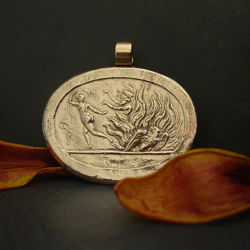Hades capturing Persephone pendant on slate
