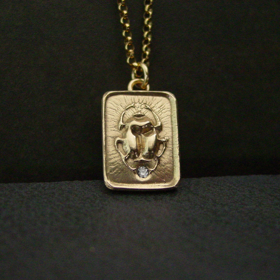 Scarab beetle necklace close up