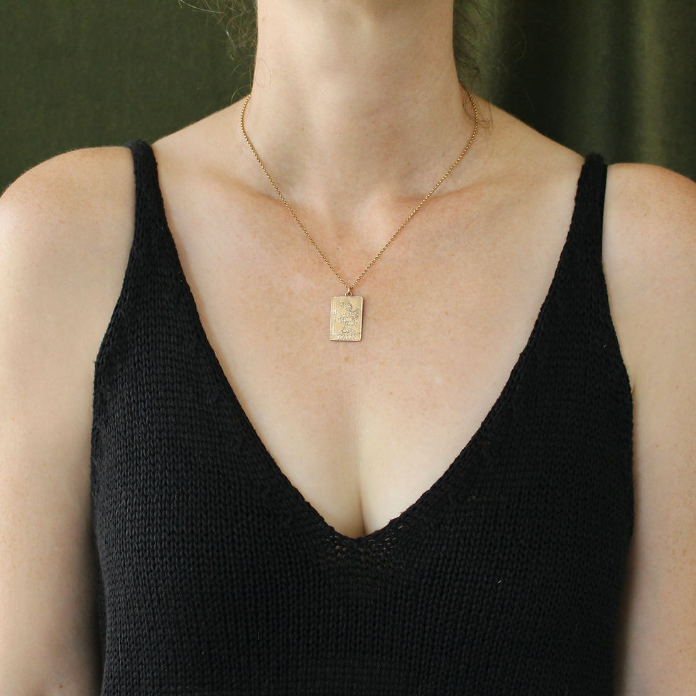 Thalia muse necklace on model