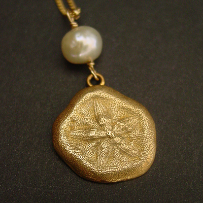 Thumbnail: Sand Dollar (with pearl) - Necklace