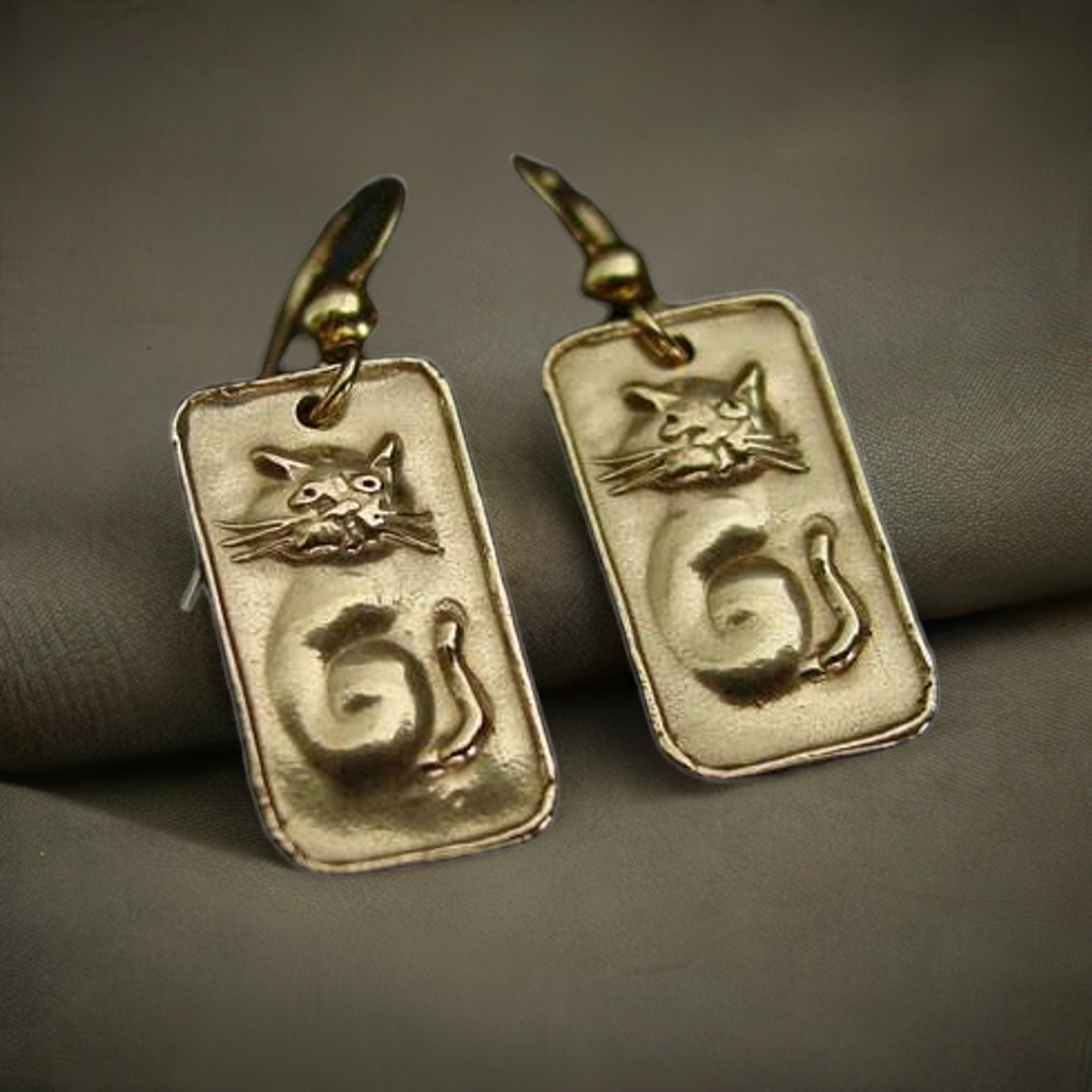 Cat earrings - Bella on fabric