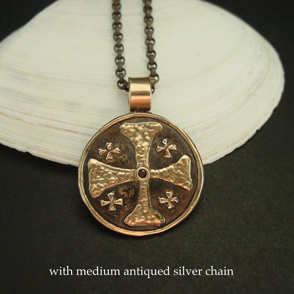 Thumbnail: Jerusalem cross necklace medium silver chain