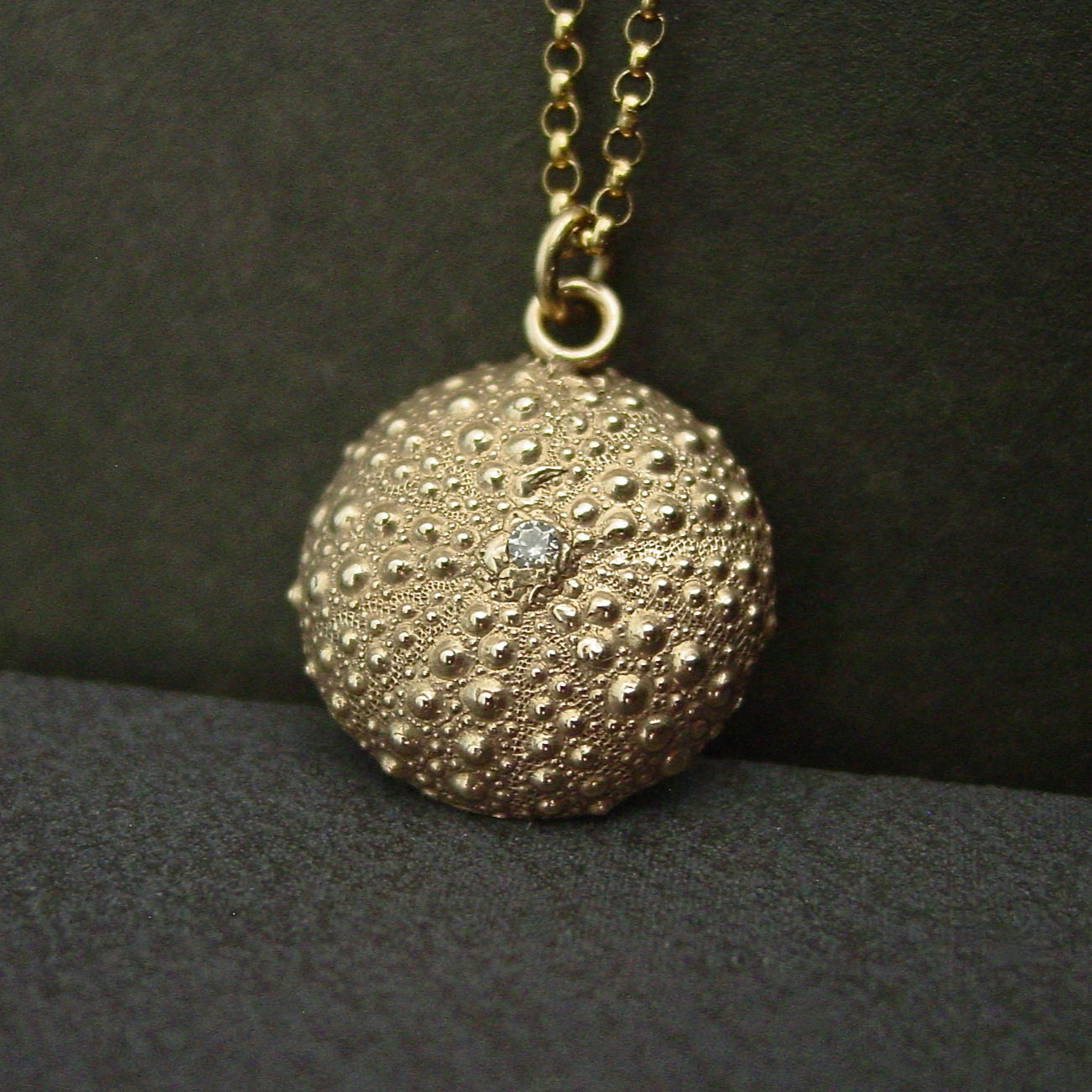 Sea urchin necklace close up