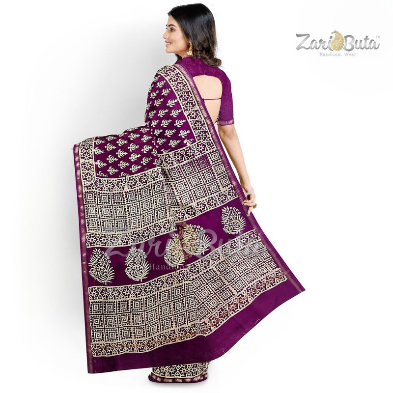 Thumbnail: Silk-Cotton Printed Saree