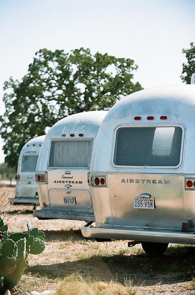 Beautiful vintage Airstreams by Bath House