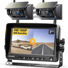 DVKNM 2 Magnetic Solar Wireless Backup Camera HD1080P 3 Mins DIY Installation DVR 7" IPS Monitor Rec